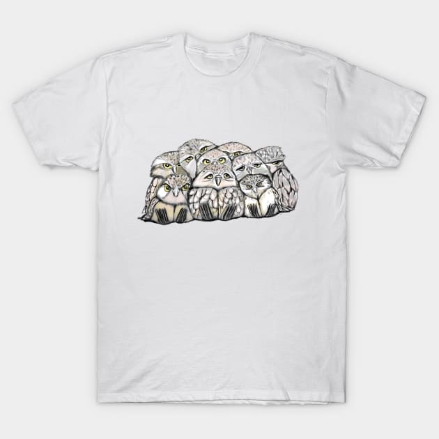 Baby Owl Pile T-Shirt by msmart